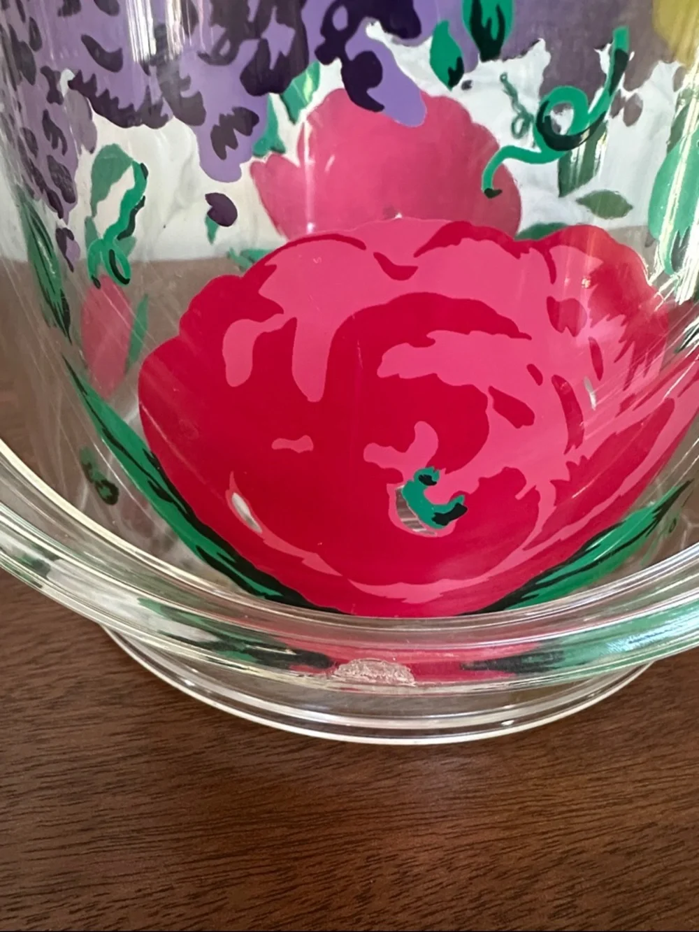 🧊 Clear Floral Acrylic Ice Bucket with Handle lid and tongs retro